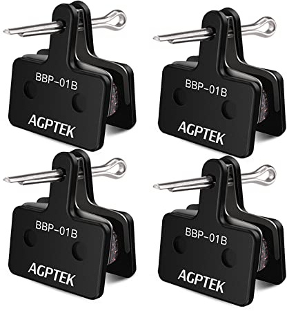 AGPTEK 4X Bremsbeläge Fahrrad, Scheibenbremsbeläge, High Performance Bremsbeläge Disc Brake Pads & Spring (Resin) für Mountainbike Scheibenbremse I Bike Beläge I Bremsbelag (4 Stück), Schwarz