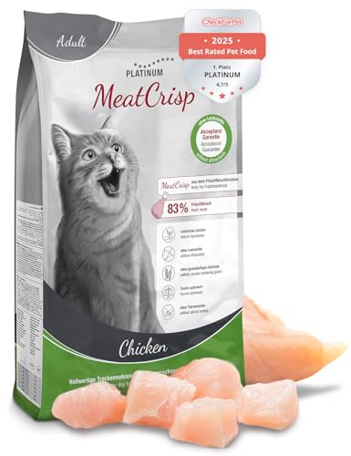 PLATINUM - Katzenfutter MeatCrisp Adult Chicken, 1,5kg, trocken, glutenfrei | Knuspriges Trockenfutter aus Frischfleisch für Katzen - Taurin optimiert - nährstoffreich - leicht verdaulich