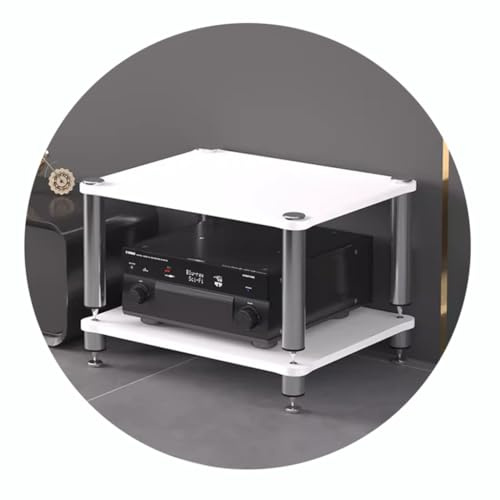 MollyYou 2/3/4-stufiges HiFi-Rack-AV-Regal HiFi-Ständer Plattenspielerständer Geräteschrank-Audio-Rack Mit Stoßdämpfenden Füßen – Audio-Video-Komponenten (Weiß, 60 * 48 * 40cm(2Tier))