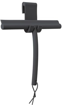 blomus -VIPO- Duschwischer aus Silikon,Magnet,Duschabzieher in exklusiver Optik,streifenfreie Reinigung, hochwertiges Badaccessoire mit Halterung (H 20 cm, B 24,5 cm, T 2,5 cm, Antharzit/Grau, 68982)