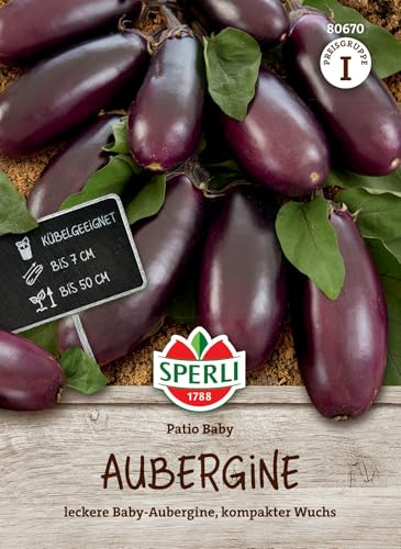 Sperli Auberginensamen Patio Baby, F1 80670 - leckere Baby- Auberginen - kompakter Wuchs - Kübelgeeignet - Samen Gemüse, Gemüse Pflanzen, Saatgut