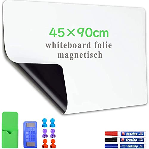 LYZZXI Whiteboard Folie Selbstklebend Magnetisch: Studium und Alltag planen | Haftstarke Magnetfolie für To-do-Listen sowie Brainstorming und Prüfungen - 45 × 90 cm leicht beschreibbar und montierbar