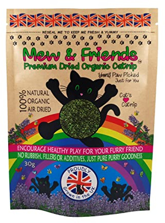 Mew & Friends Katzenminze Extra Stark – 30 g Premium Katzenminze, Fein Gemahlen & Stängelfrei – 100% Natürlich – Für Spielzeug, Kratzbaum & Katzenbett