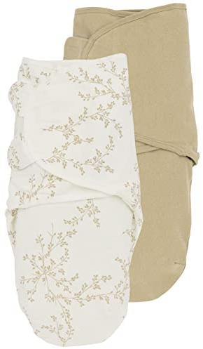 Meyco Baby Pucksack - 2er Pack - 0-3 Monate - Pucktuch Swaddle für Neugeborene - 100 % Baumwolle - Oeko Tex zertifiziert - weicher Schlafkomfort - feuchtigkeitsabsorbierend - Branches - Sand