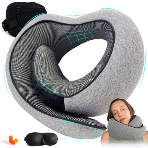 Dreamjoys Reisekissen Flugzeug, Nackenkissen Reise, Travel Pillow, Kissen Flugzeug, Reisekissen Memory Foam, Ideal Für Reisen Mit Auto, Zug