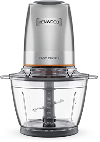 Kenwood EasyChop+ CHP62.400 SI Elektrischer Zerkleinerer mit Vierfach-Klingen aus Edelstahl, One-Touch-Bedienung, Eiscrusher, 0,6 l Arbeitsbehälter, Spülmaschinenfest, 500W, Schwarz