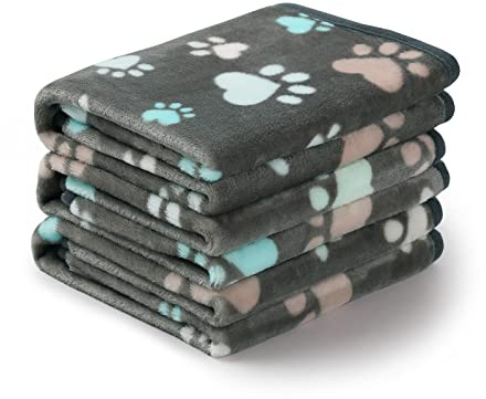 luciphia Hundedecke Katzendecken Waschbar Flauschig, 1 Pack 3 Decken Super Weich Fluffy, Kuscheldecke Fleece Haustier Decken für Hunde Katzen, Kann für Sofas, Autos, Betten, Grau Pfote 40 * 60cm