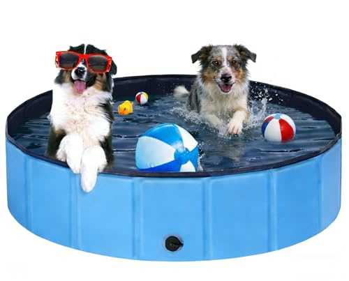 Ezilif 160 x 30cm Hundepool für Große & Kleine Hunde | Faltbare Hunde Pool rutschfest | Schwimmbecken für Hund PVC | Planschbecken Hund Verschleißfest | Hundebadewanne Swimmingpool