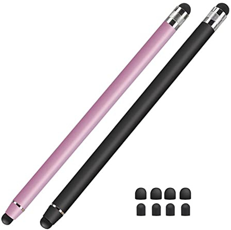Tablet Stift, 2 Pack Touchscreen Stift 2 in 1 Gummi Stylus Touch Pen für i-Phone i-Pad Pro Mini Samsung Galaxy Surface usw (Schwarz+Roségold)