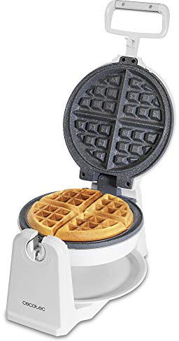 Cecotec Waffeleisen Fun Gofrestone Sphere - Antihaftbeschichtung RockStone,Kreisförmiges Design, 180 ° Drehung zur Optimierung der Nutzung, 1000 W.
