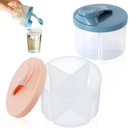 Calkkrer 2 Stück Tragbarer Milchpulver Portionierer Baby, Milchpulver Aufbewahrung, Dosierer Pulver, Milchpulver Spender Drehbarer Deckel, Tragbare Milchpulverbox Baby