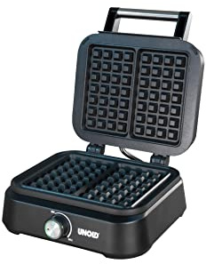 Unold Belgisches Waffeleisen Brüssel 48275-1.500 W, Doppel-Waffeleisen für 2 Belgische Waffeln 17x10 cm, Keramikbeschichtung, stufenlos regelbar