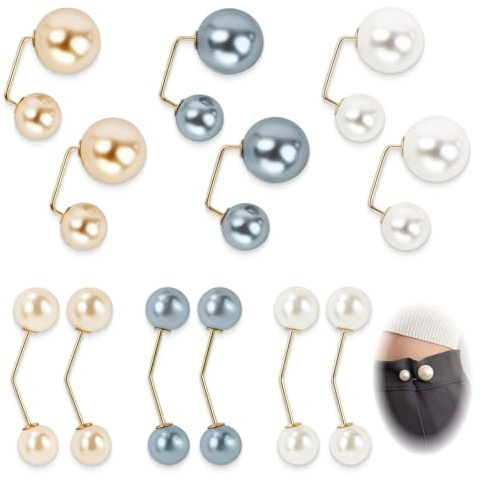 12 Stück Doppelkopf Künstliche Perlen Brosche Kragen Clip für Kleidung, Cardigan, Pullover, Schal, Tasche – Sicherheitsbrosche Reversclip für Damen, Deko Broschen Set für DIY, Hochzeit, Alltag