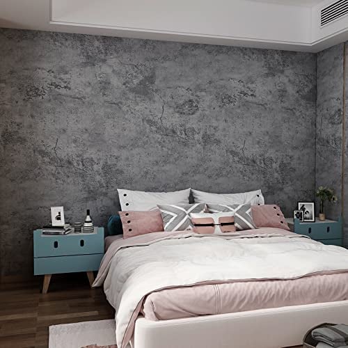 JSEVEM 80CM×9M Tapete Selbstklebend Betonoptik Blau Schwarz Grau | 3D Effekt Klebetapete Selbstklebende Beton Graue Klebefolie Matt Tapeten Schlafzimmer Betontapete in Großen Rollen