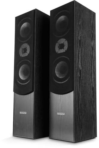 Bennett & Ross Radiant 3-Wege HiFi Standlautsprecher Paar (350W RMS, 6,5 Tieftöner, 6,5 Mitteltöner, 1 Hochtöner, Bassreflex-Konstruktion, Maserung in Holzoptik) schwarz