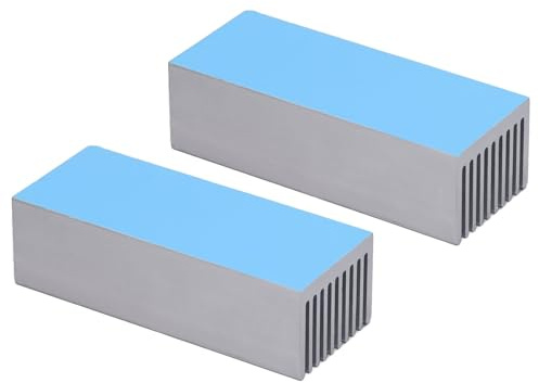 2 Stück Aluminium Kühlkörper Set 100x40x30mm mit Wärmeleitkleber für CPU und Leiterplatte Kühlung