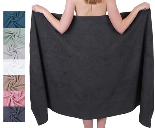Betz Badetuch XXL 100x200 cm – 1 Stück – Saunatuch & Strandtuch aus 100% Baumwolle, 360 g/m² – saugstark & weich – großes Handtuch mit Aufhänger – Serie Berlin – Farbe Graphit