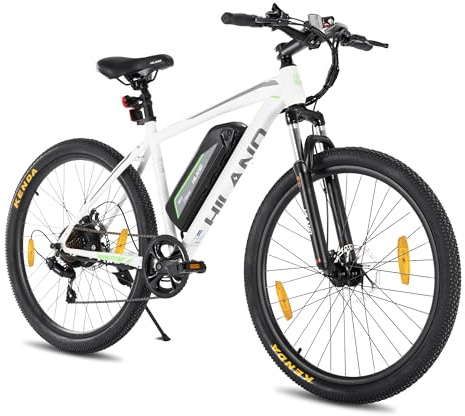 HILAND 26 Zoll E-Mountainbike mit 250W Motor, 36V 7,8Ah Akku, Elektro Mountainbike mit 7-Gang Schaltung, Elektrofahrrad für Männer Frauen, E-Bike mit Scheibenbremsen, Weiß