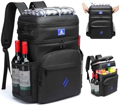 Laripwit Kühlrucksack 54 Dosen Thermo Kühltasche Rucksack Groß Isolierte Doppeldeck mit Kühlfach für Männer Frauen - Perfekte Picknick Reisen Camping Taktisch Strand