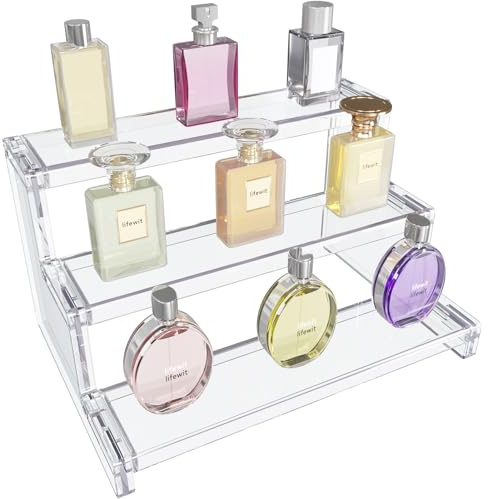 Lifewit 3 Tier Display Ständer, 22,8 cm Acryl Regal Organizer für Kosmetik | Klar Stufen Organizer für Nagellack Make-up Figuren Cupcake Dessert Gewürz, Aufsteller Riser Treppe für Schminktisch Theke