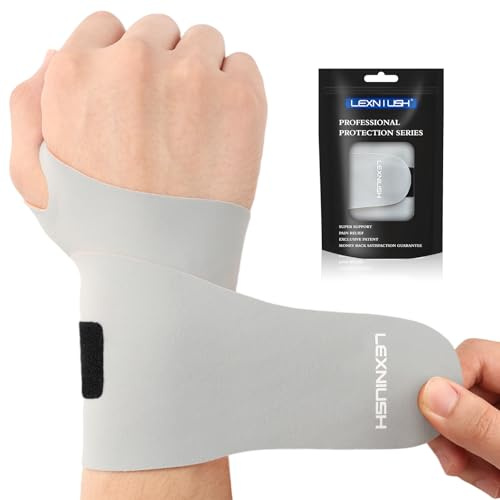 Verstellbare Handgelenkbandage, Handgelenkstütze für Sehnenscheidenentzündung, Arthritis, Karpaltunnel, Kompressions Bandage Handgelenk mit Daumenöffnung für Sport, Fitness, Rechts/Links, Grau
