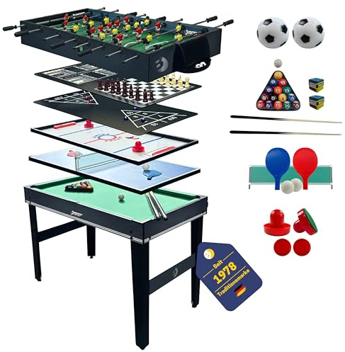 Best Sporting Tischkicker Kinder & Erwachsene 10 in 1 Set I Multigame-Spieltisch I Air-Hockey Tischtennis Billard-Tisch u.v.m. I Tischfußball Kinder I Kicker in 122 x 60 x 81,5 cm (Schwarz)