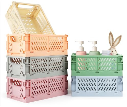 TOSAVGA 6 Stücke Klappbox, 25 * 16 * 10cm Körbchen, Klappboxen Faltbar Stabil, Klappkiste Groß, Klappkorb Faltbar, Klappboxen für Küche, Kinderzimmer, Büro, Aufbewahrungskiste