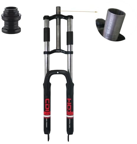 CDHPOWER 66 cm Federgabel, 2,5 cm Gewinde, 25,4 mm gerades Rohr, Doppelschulter, Dreifach-Baum, Scheibenbremse, schwarz