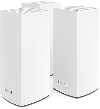 Linksys Velop MX12600 Tri-Band Mesh-WiFi 6-System (AX4200) WLAN-Router mit bis zu 830 m² Funkabdeckung, 3,5-mal schneller, für mehr als 120 Geräte – 3er-Pack, Weiß