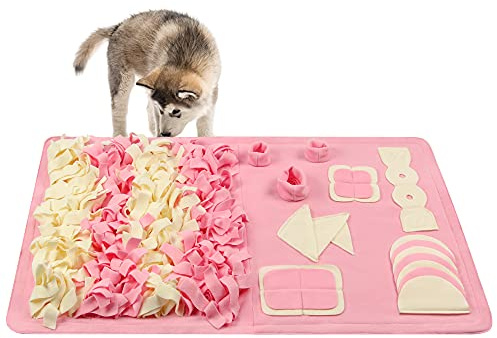 Stellaire Chern Schnüffelmatte für kleine und große Hunde, Nasenarbeit, Fütterungsmatte (59.9x100.1 cm), einfach zu befüllen und maschinenwaschbar, ideal für Stressabbau, M & Pink