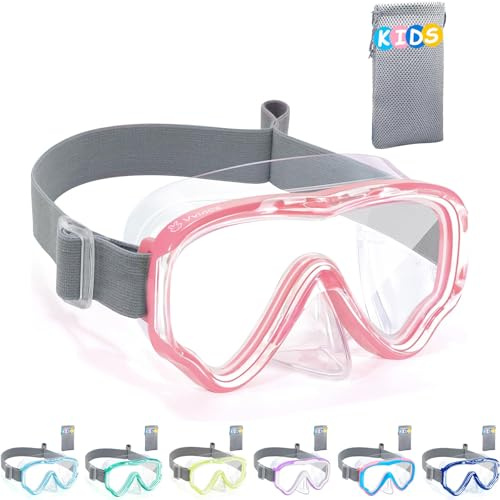 Vvinca Taucherbrille Kinder mit stoffband, Schwimmbrille für Jahre Jungen Mädchen,Schnorchelmaske 180° Panorama Anti-Leck Tauchmaske Kinder für 3-13 Jahr
