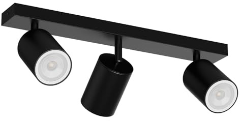 Klighten Deckenstrahler 3 Flammig GU10, 39 cm, Schwarz, Ohne Leuchtmittel | Aluminium + Eisen, Deckenspots Schwenkbar, Deckenleuchte Strahler, für Küche Schlafzimmer Flur, Leuchtmittel austauschbar