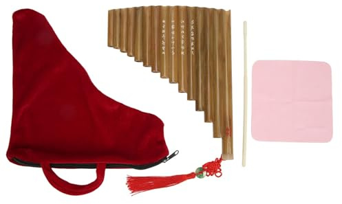Pan Flute Panflöte 15 Pipes G Key Panflute Chinesisches traditionelles Musikinstrument Panpipes Woodwind Instrument for Beginners(Left Hand)