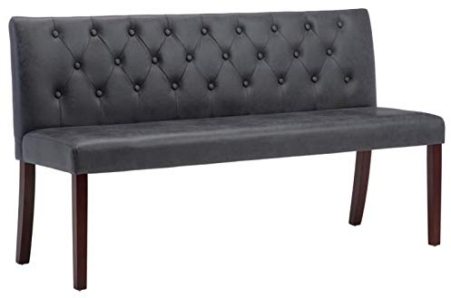 Tidyard Sitzbank Polsterbank Flurbank Loungebank Sitzmöbel Loungebank Polsterbank Sofabank 148,5 cm Grau Wildleder-Optik
