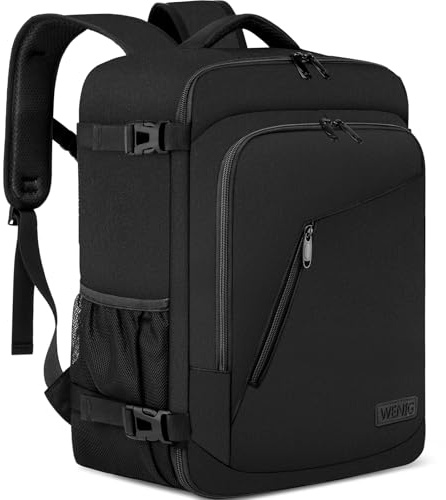 WENIG Ryanair Handgepäck 40x30x20 Handgepäck Rucksack 40x30x25 für Eurowings Klein 24L Reiserucksack für Flugzeug Handgepäck Tasche mit USB Ladeanschluss Reisetasche für Herren Damen,Schwarz