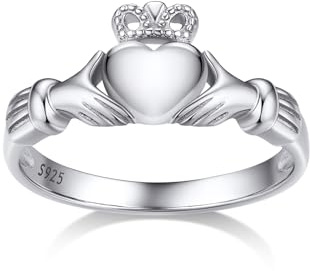 Bestyle Irische Claddagh/Triquetra/Infinity Herz Ring Damen Mädchen Text gravierbar Personalisiertes Geschenk Ringgröße 47-67