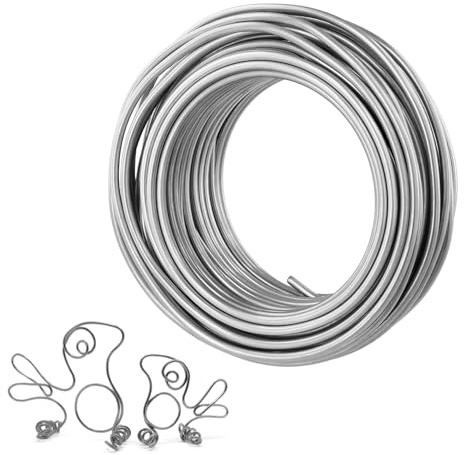 QWORK® 20m Weicher Aluminiumdraht Ø4 mm Flexibler Aludraht für Schmuckherstellung, Metallskulpturen und Gartenarbeit - Silber