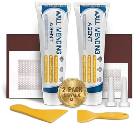 Deuvuo Spachtelmasse Weiß Innen, Wand Reparatur Reparaturspachtel Set Für Löcher Wand Füllen, Bohrlöcher Verschließen & Wandfarbe Ausbessern Weiß – Fertigspachtel mit Spachtel, Schleifpapier & Flicken