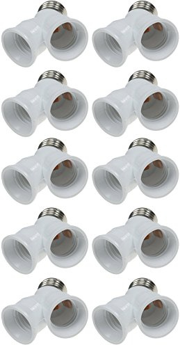 2-fach E27 Fassung Y-Adapter, 1x E27 auf 2x E27, 10 Stück, Weiß