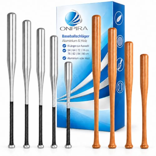 ONPIRA Baseballschläger aus Alu & Holz in 8 Längen & 2 Material von 54-86cm zum auswählen
