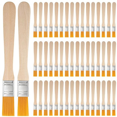 Flachpinsel, 50 Stück Lasurpinsel Malerpinsel Flache Borstenpinsel Set | Lackpinsel für Lacke, Kleine Pinselset Lack Fensterpinsel, mit Holzgriff, Holzlasur für Pinsel Farben, Kunst Streichen
