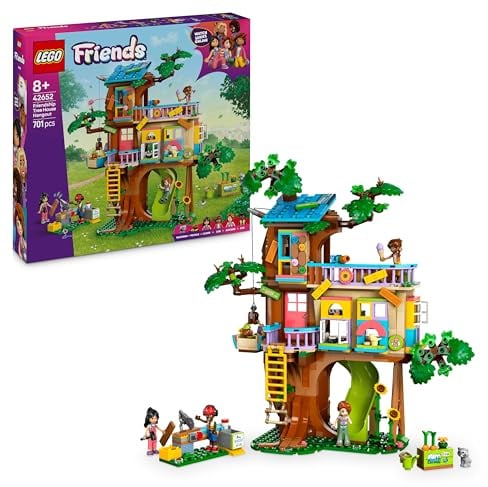 LEGO Friends Baumhaus - Spielset zum Bauen mit 2 Tierfiguren, 4 Minifiguren, einem Garten und Spielzeug Lebensmittel Zubehör - Beliebtes Geschenk für Mädchen und Jungen ab 8 Jahren - 42652
