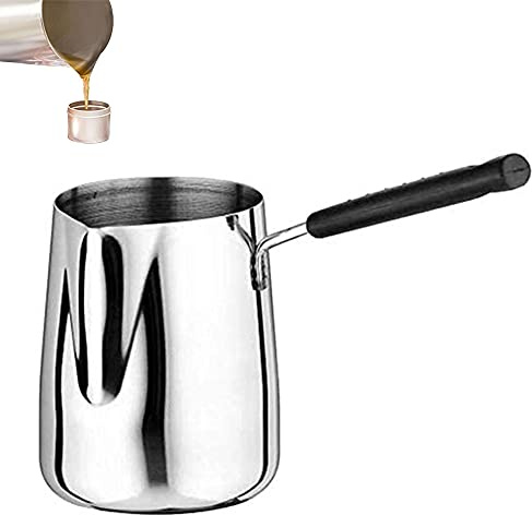 Edelstahl Türkische Kaffeekanne, Mokkakanne, Aufschäum-Milchkännchen, Türkische Kaffeekanne mit Griff, Edelstahl Kännchen, zur Zubereitung von Latte Coffee Art, Cappuccino, Espresso (600ml / 21.12oz)