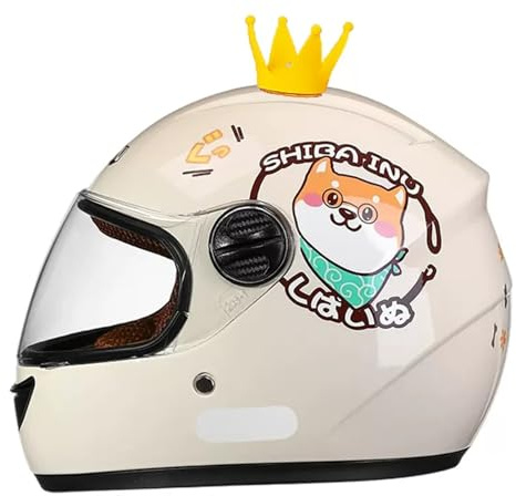 GNIUBBDB Integralhelm für Kinder, Motorradhelm, ECE-geprüft, Rollerhelm mit Sonnenblende und abnehmbarem Schal, Rollerhelm für Jungen und Mädchen von 3 bis 12 Jahren C-6,48-55CM