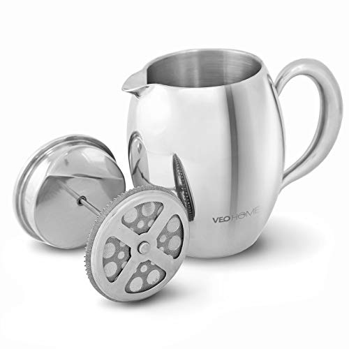 VeoHome French Press Kaffeebereiter Kaffeekanne unzerbrechlich und hält Ihren Kaffee dank der Doppelhülle lange warm (0.75 Liter)