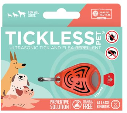Tickless Pet - Ultraschallgerät gegen Zecken und Flöhe für Haustiere - Orange