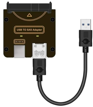 chenyang USB 3.0 auf SAS Adapter für 2,5/3,5 Zoll SFF-8482 SAS-Festplatte auf USB-Konvertierungsadapter, Netzteil Nicht im Lieferumfang enthalten (Benötigt Strom zum Arbeiten)