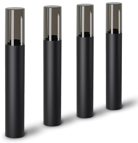 SSC-LUXon 4 Stück VARDA Standleuchte Außen schwarz E27 Fassung - Außenstehleuchte Höhe 50 cm Gehwegleuchte Design Pollerlampe