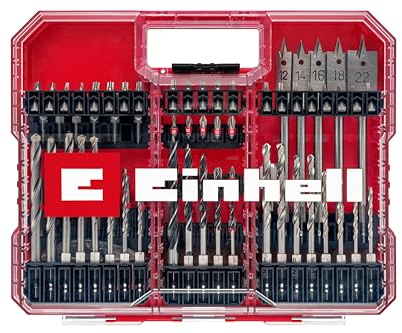 Original Einhell XL-CASE 95-tlg. Bit- und Bohrer-Set (Bits, diverse Bohrer, Schnellwechselbithalter, Steckschlüssel, Senker, Bohrstopper, Stiftschlüssel inkl. Aufbewahrungsbox)