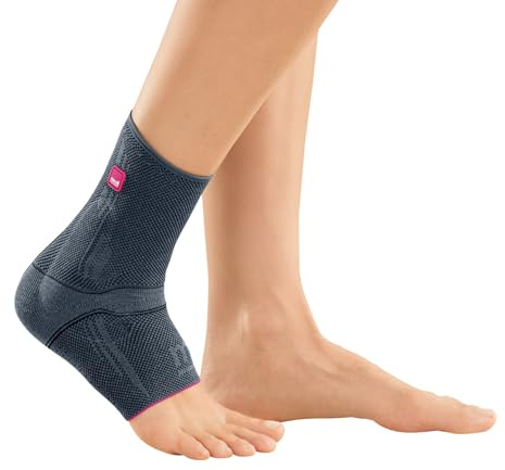 medi Levamed Sprunggelenkbandage UNISEX – Knöchelbandage zur Stabilisierung, beidseitig tragbar – Fußbandage aus Komfortgestrick mit Entlastungszone – Silber | Größe V